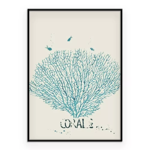 Poster Een koraaltak zichtbaar op een witte achtergrond.