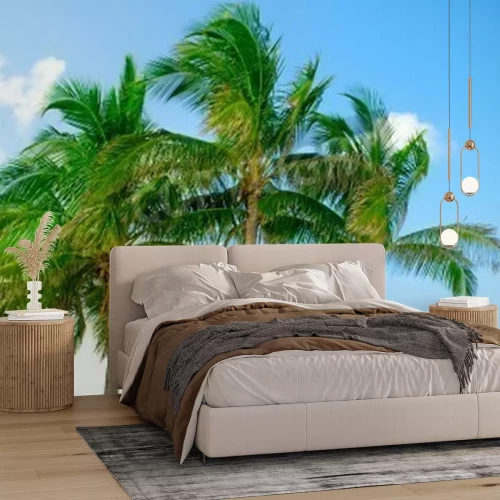 Fotobehang Tropen en palmbomen op een hemelachtergrond