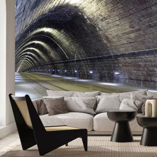 Fotobehang Sfeervolle spoorwegtunnel