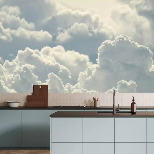 Fotobehang Structuur van witte wolken