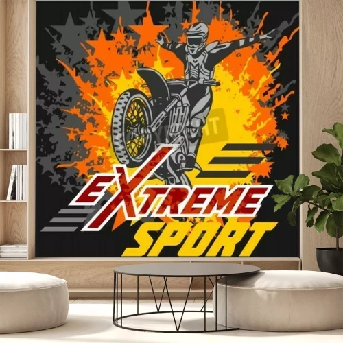 Fotobehang Vector eXtreme sport - motorcross en embleem.