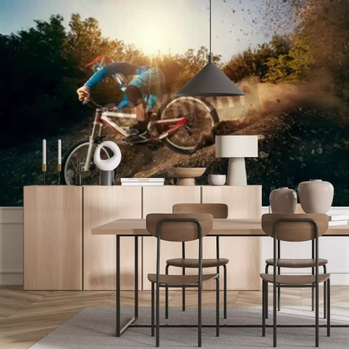 Fotobehang Mountainbike op de weg