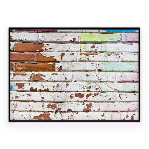 Poster Bakstenen muur en afbladderende verf