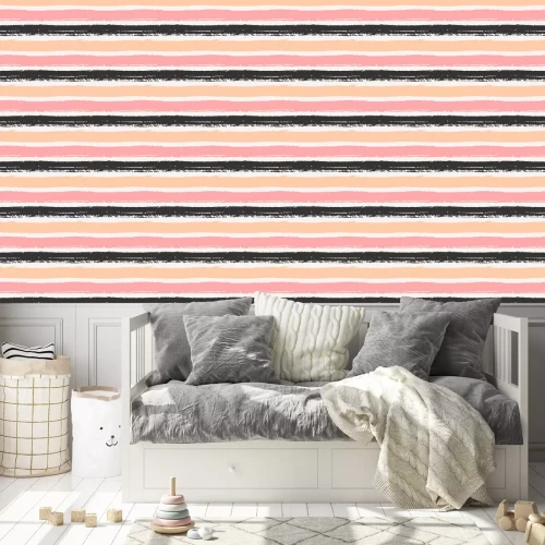 Behang Motief van geschilderde horizontale strepen