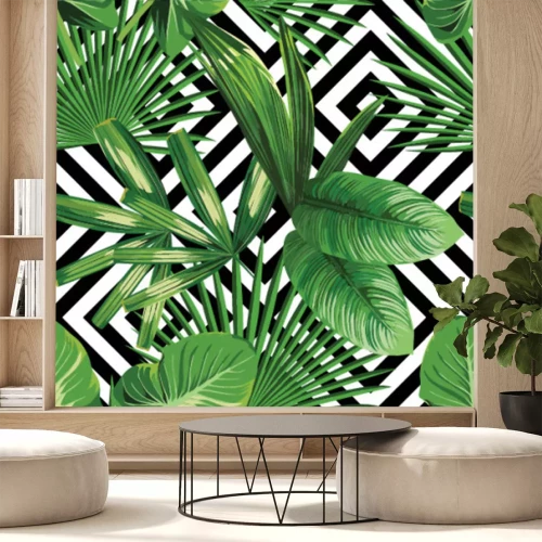 Fotobehang Patroon met natuur en geometrische achtergrond