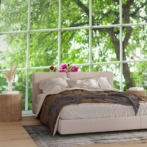 Fotobehang Pioen bloemen op widnow-dorpel