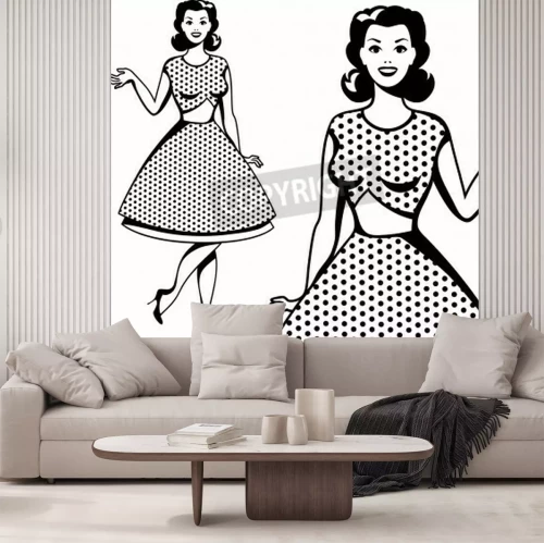 Fotobehang Vrouw in polka dots outfit