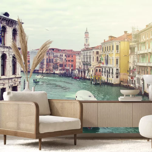 Fotobehang Schilderachtig panorama van het Canal Grande in het hart van Venetië