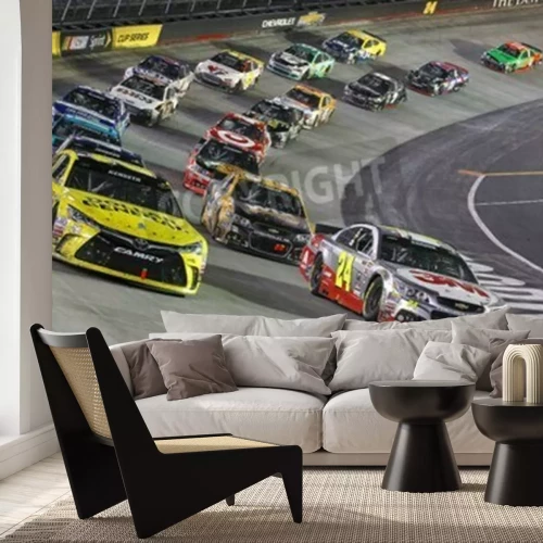 Fotobehang Bristol, TN - 19 april 2015: De NASCAR Sprint Cup Series teams nemen om het spoor voor de stad 500 Eten bij Bristol Motor Speedway in Bristol, TN.