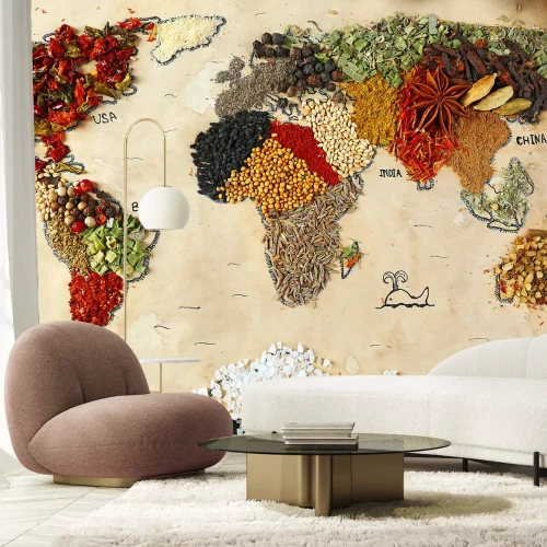 Fotobehang Wereldkaart van specerijen