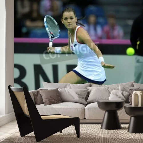 Fotobehang Agnieszka Radwanska tijdens een tenniswedstrijd