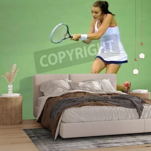 Fotobehang Agnieszka Radwanska slaat de bal terug