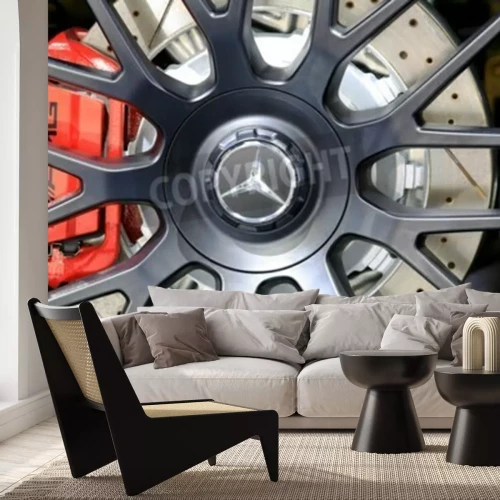 Fotobehang Bangkok - 2 april: logo van Mercedes Benz op wiel - display op de 36ste Bangkok International Motor Show 2015 op 2 april 2015 in Bangkok Thailand