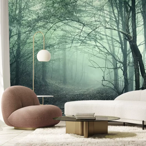 Fotobehang Tunnel in het bos achter de mist