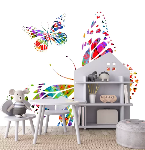 Sticker Twee abstracte afbeeldingen van regenboogvlinders