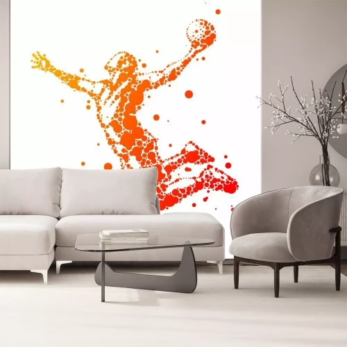 Fotobehang Abstract beeld van een springende basketballer