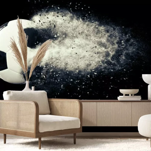 Fotobehang Zwart-witte bal in het stof