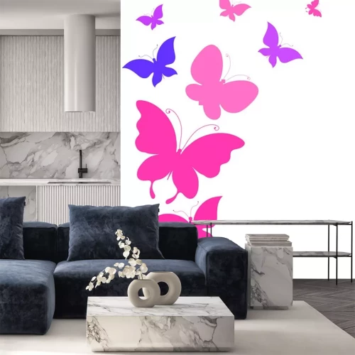 Sticker Roze en paarse vlinders