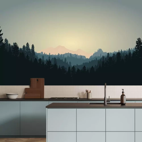 Sticker Forest Mountain Range Scene