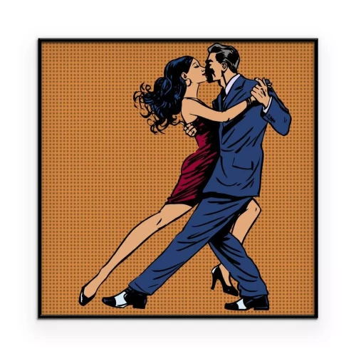 Poster Popart-afbeelding van een paar dat tango danst.