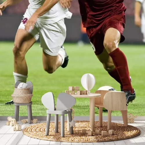 Sticker Dribbelende voetballersfoto genomen tijdens de wedstrijd