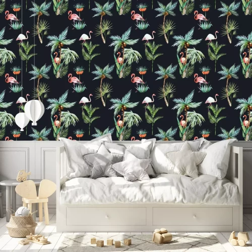 Behang Aquarel palm patroon