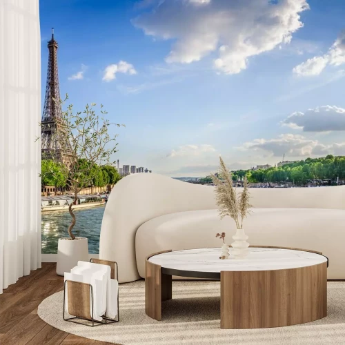 Fotobehang De Eiffeltoren en de Seine in Parijs