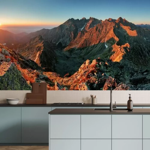 Fotobehang Panorama van berglandschap in de herfst