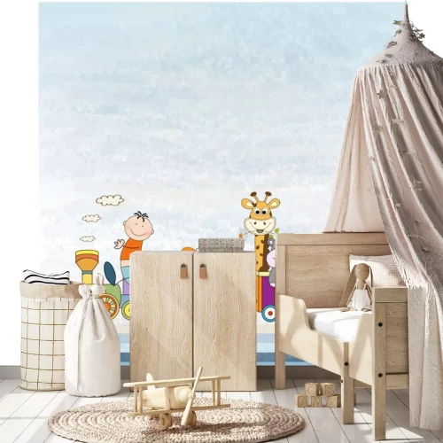 Sticker Regenboogtrein met de illustratie van dierenkinderen