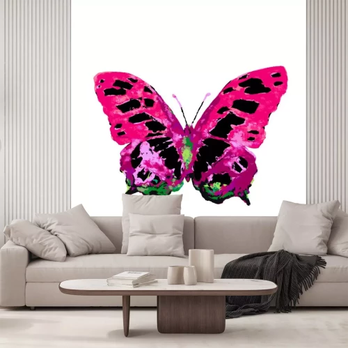 Sticker Geschilderde rode vlinder