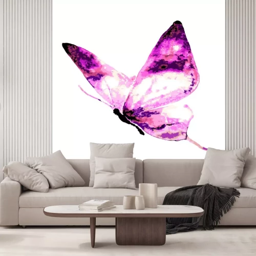 Sticker Roze vlinder in aquarel