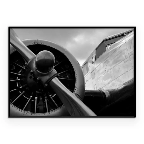 Poster Close-up van de propeller van een retro militair vliegtuig