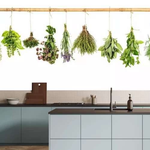 Sticker Kruiden hangend aan een houten balk