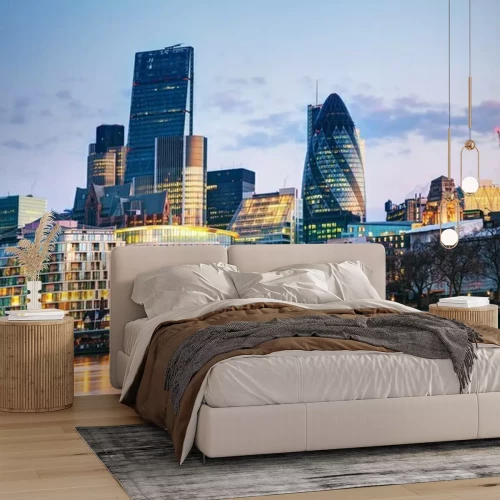 Fotobehang Moderne wijk in Londen bij schemering