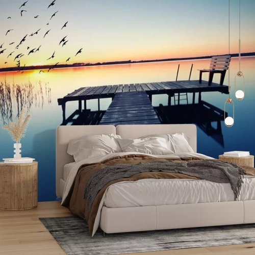 Fotobehang Pier op een kalm meer