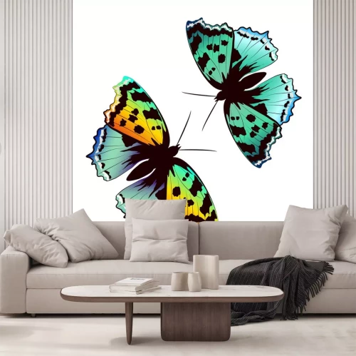 Sticker Gekleurde vlinders op een lichte achtergrond