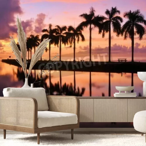 Fotobehang Zonsopgang boven een promenade