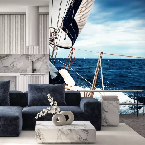Fotobehang Details van een jacht op zee