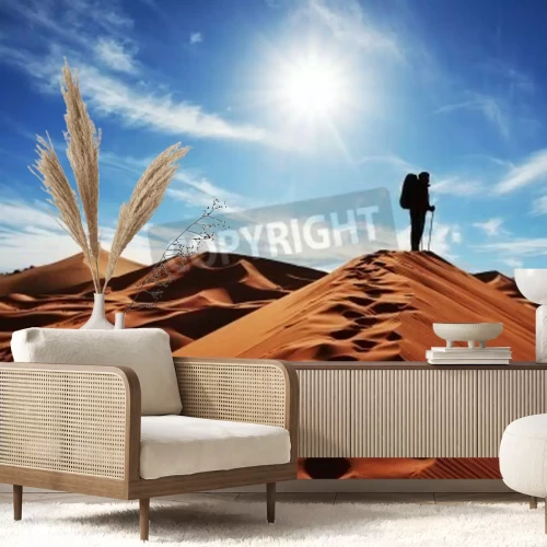 Fotobehang Man wandelend in de woestijn