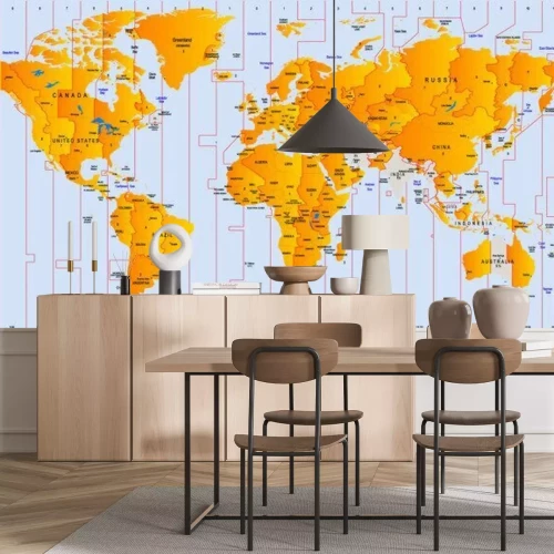 Fotobehang Kaart met tijdzones