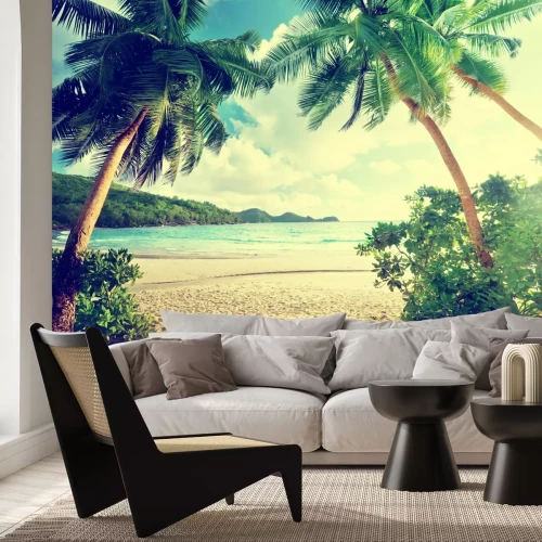 Fotobehang Vintage tropen met strand