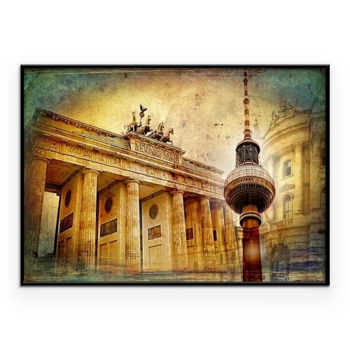Poster De Brandenburger Tor en de oude tv-toren
