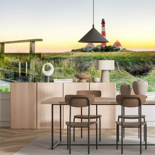 Fotobehang Zeezicht met vuurtoren