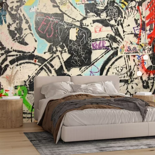 Fotobehang Kleurrijke grunge fietsgraffiti