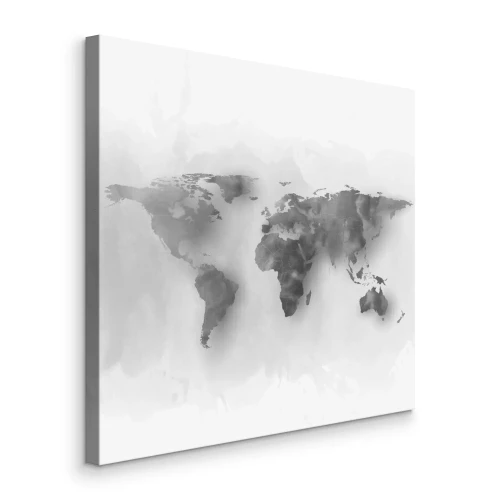 Canvas Grijze wazige wereldkaart