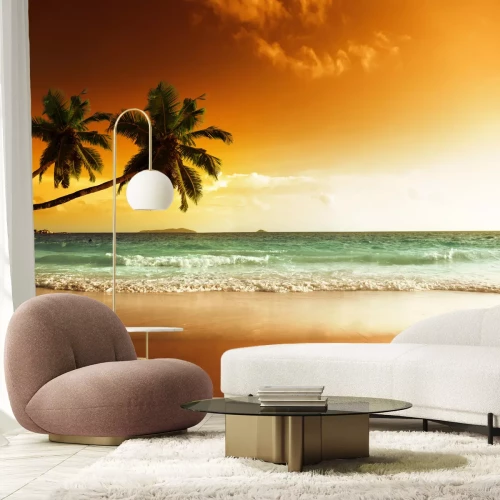 Fotobehang Caraïbische Zee en Zonsondergang