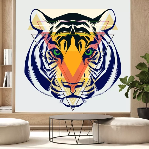 Fotobehang Geometrische illustratie van een tijger