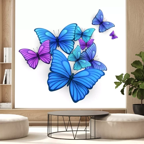 Sticker Veelkleurige 3D vlinders