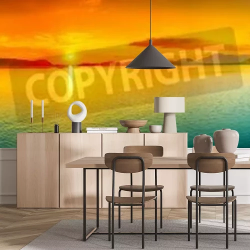 Fotobehang Panorama van de zee met zonsopgang