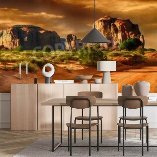 Fotobehang Woestijnrotsen en een weg